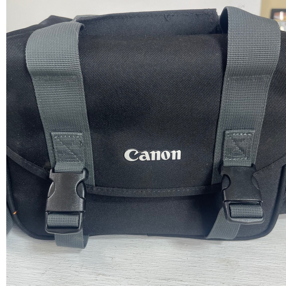 Canon Camera Bag Unisex OS Black Canvas Messenger Shoulder Strap Padded - Picture 5 of 10